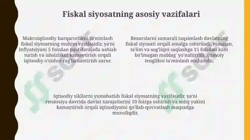 Davlat fiskal siyosati: bozor iqtisodiyotiga ta'siri 4