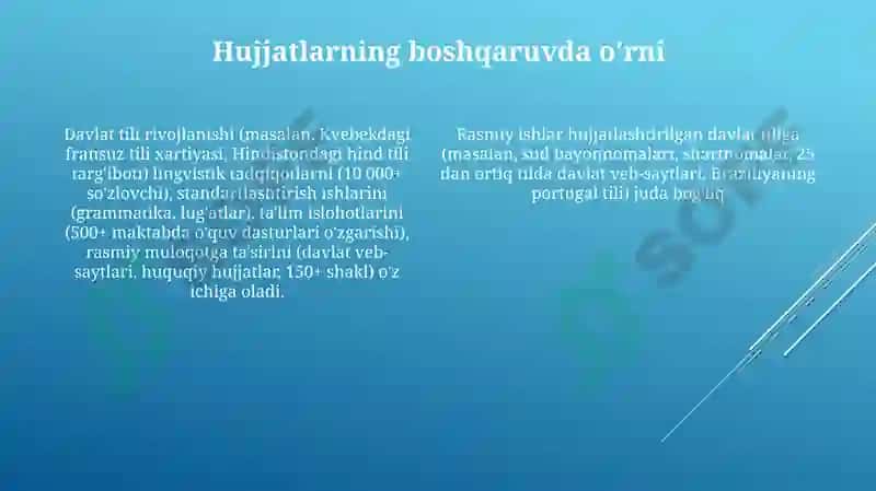 - Tags: Davlat tili, hujjatlar, standartizatsiya, rasmiy muhitlar 4