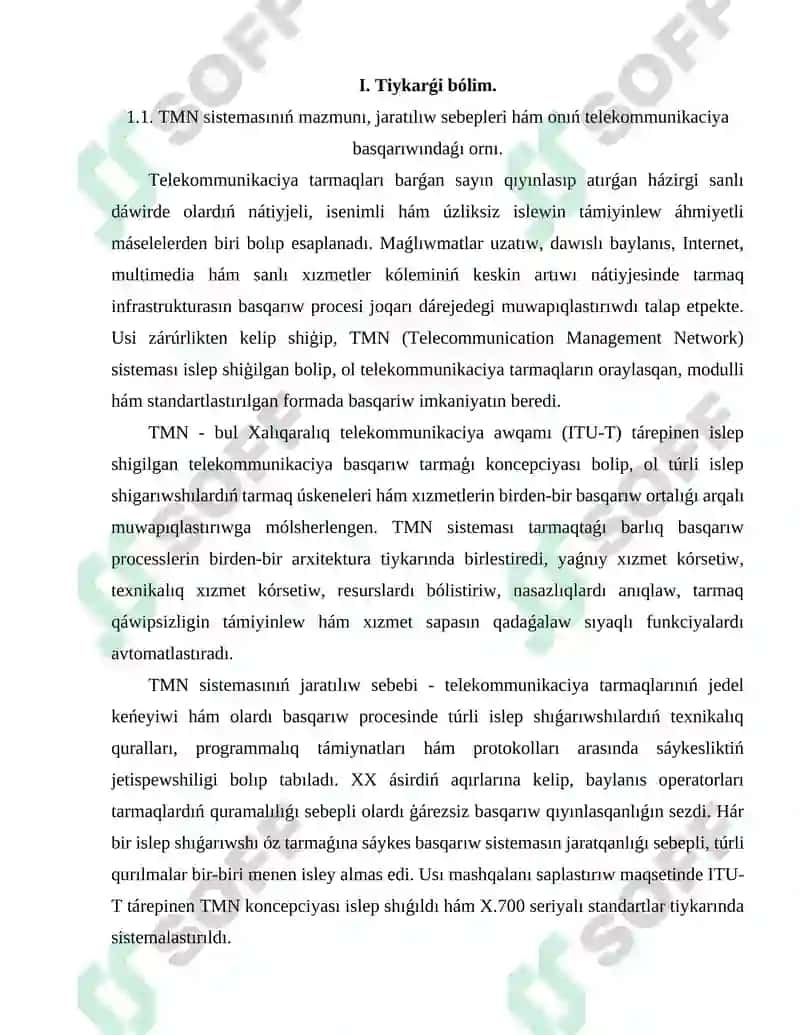 TMN (Telecommunication Management Network) sistemasındaǵı elektr baylanıs tarmaqların basqarıw sisteması 4