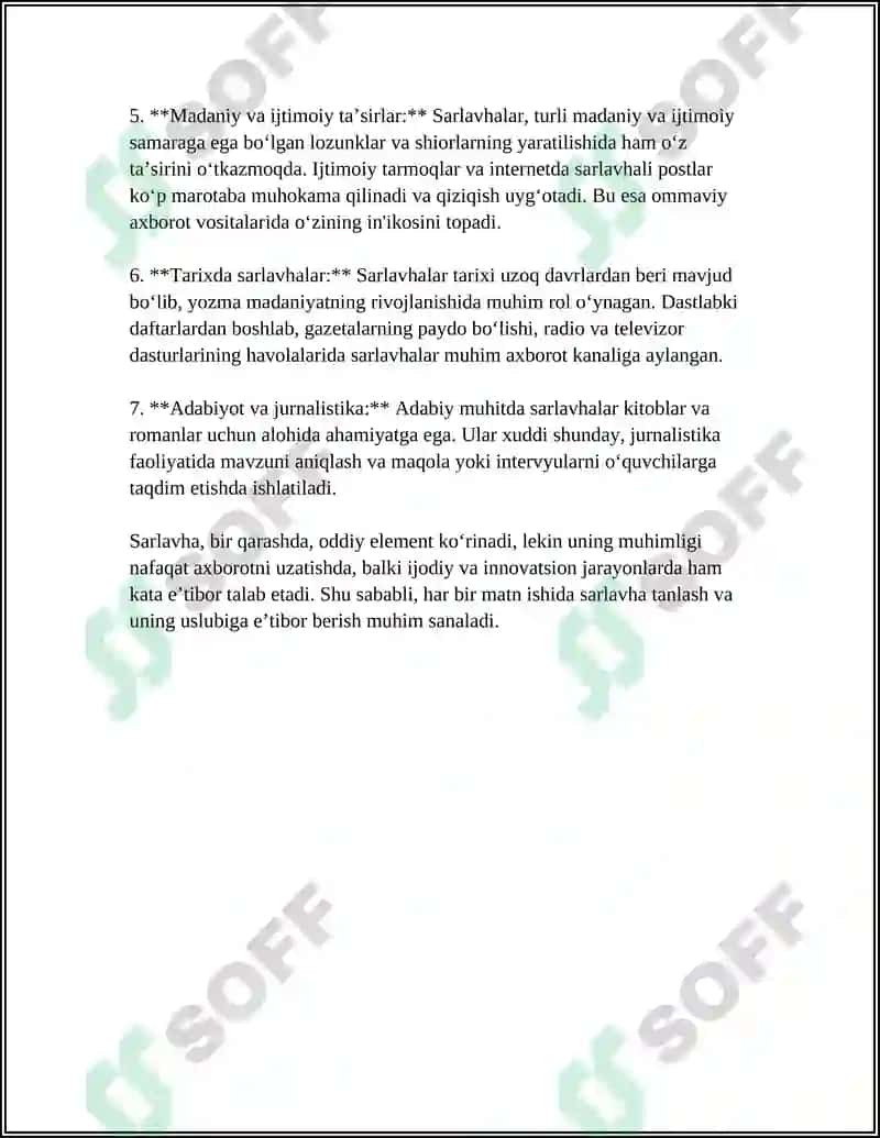 SARLAVHA TANLASH MAHORATINI O’RGANISH 4