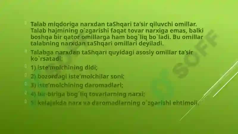 TALAB VA TAKLIF NAZARIYASI. BОZОR MUVОZANANTI 4