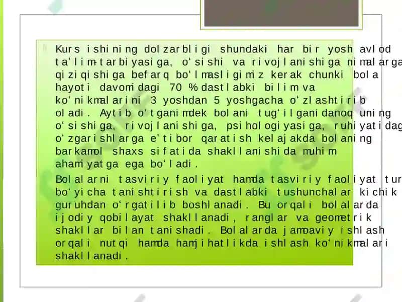 Turli yosh guruhlarida applikatsiya faoliyatining o’zaro farqlari 4