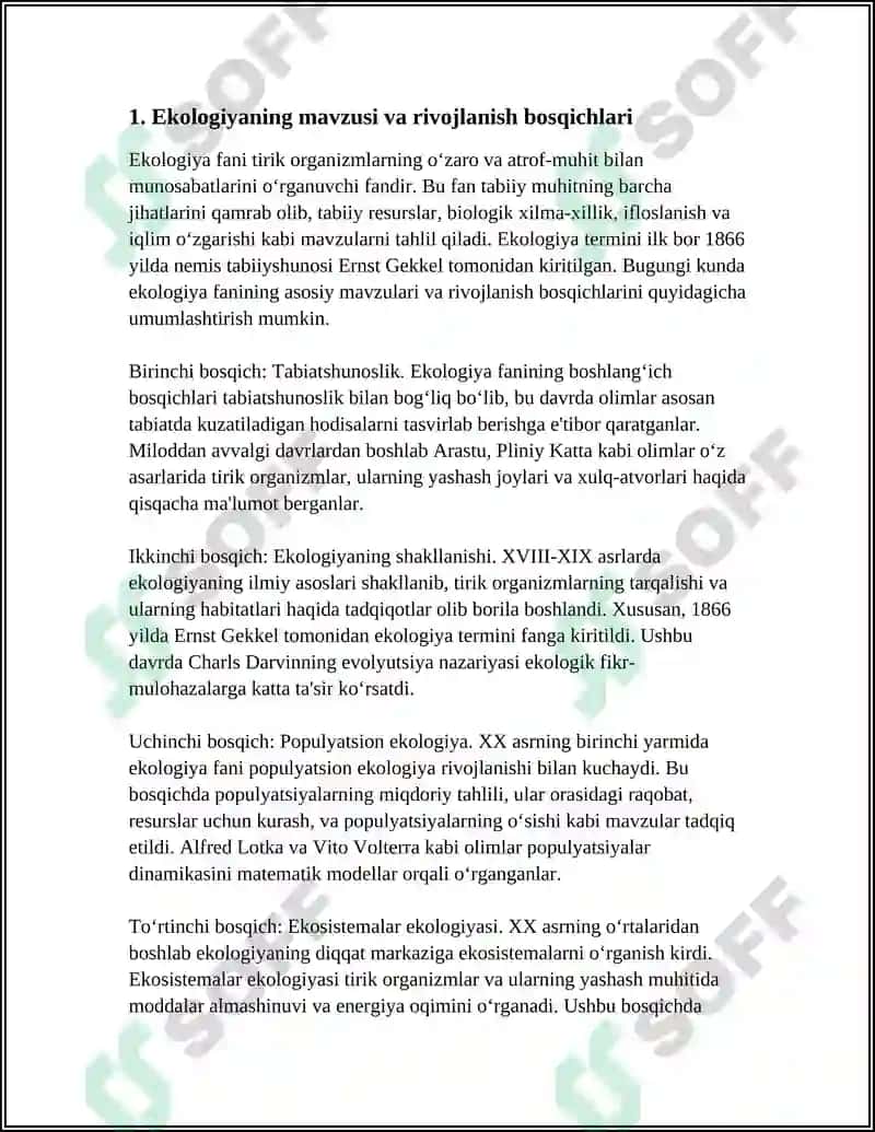 EKOLOGIYA FANI RIVOJLANISH BOSQICHLARI 4