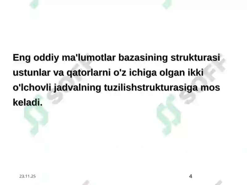 Ma'lumotlar bazasi tushunchasi 4