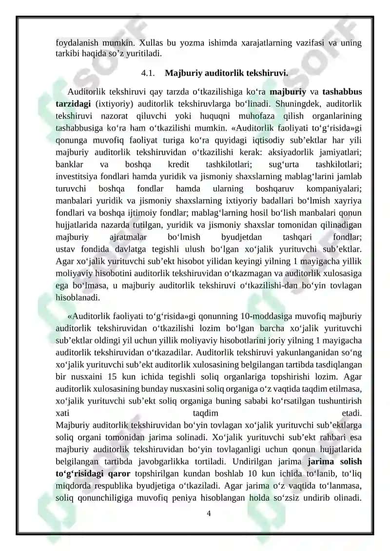 Nazorat qiluvchi yoki huquqni muhofaza qiluvchi organlar tashabbusiga ko’ra audit o’tkazish xususiyatlari 4