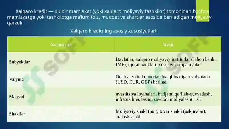 Xalqaro kredit munosabatlari 4