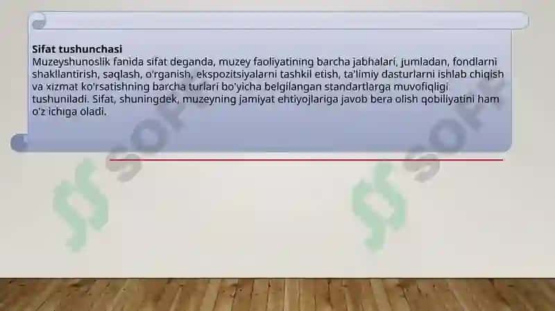 Muzeyshunoslik fanining sifati 4