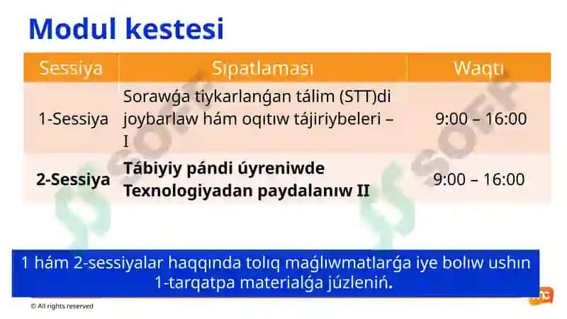 Dástúratı:Ózbekstandaǵı tábiyiy pánler master oqıtıwshıları ushın qániogeligin arttırıw oqıw kursı 4