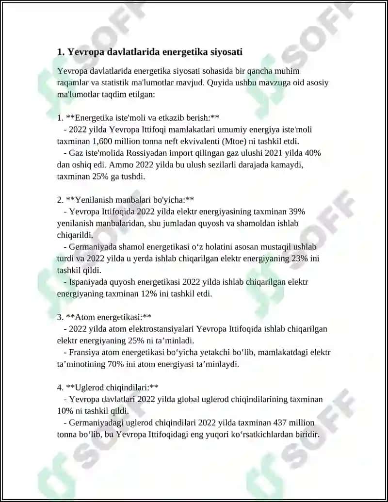 EVROPANING TURLI DAVLATLARIDA ENERGIYADAN FOYDALANISH VA ISTE`MOL QILISHNING SAMARADORLIGI NIMADAN IBORAT 4