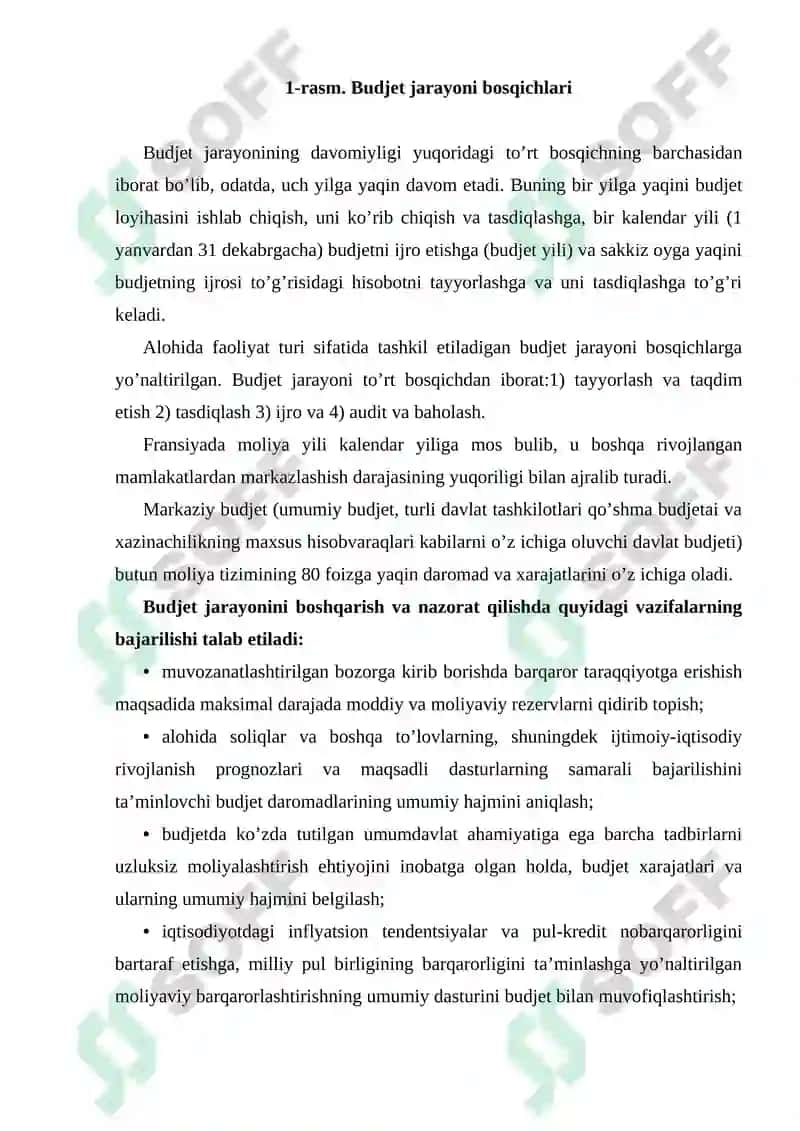 Budjet jarayoni, uning o’ziga xos xususiyatlari va asosiy vazifalari 4