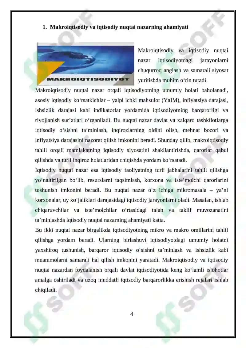 Makroiqtisodiy nuqtai nazar, iqtisodiy nuqtai nazar va ishsizlik 4