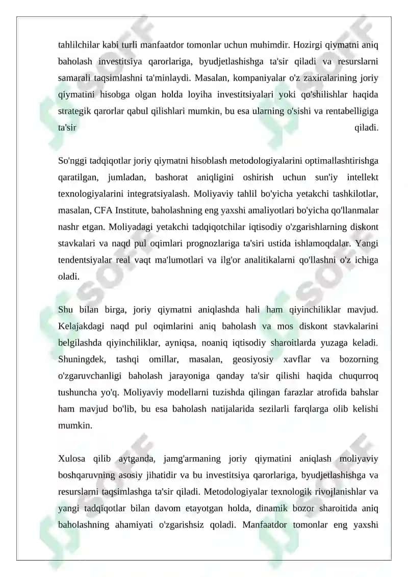 Jamg'armaning Joriy Qiymatini Aniqlash 4