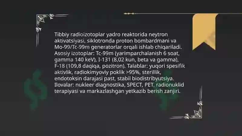 Yadro kimyosining tibbiyotdagi órni 4
