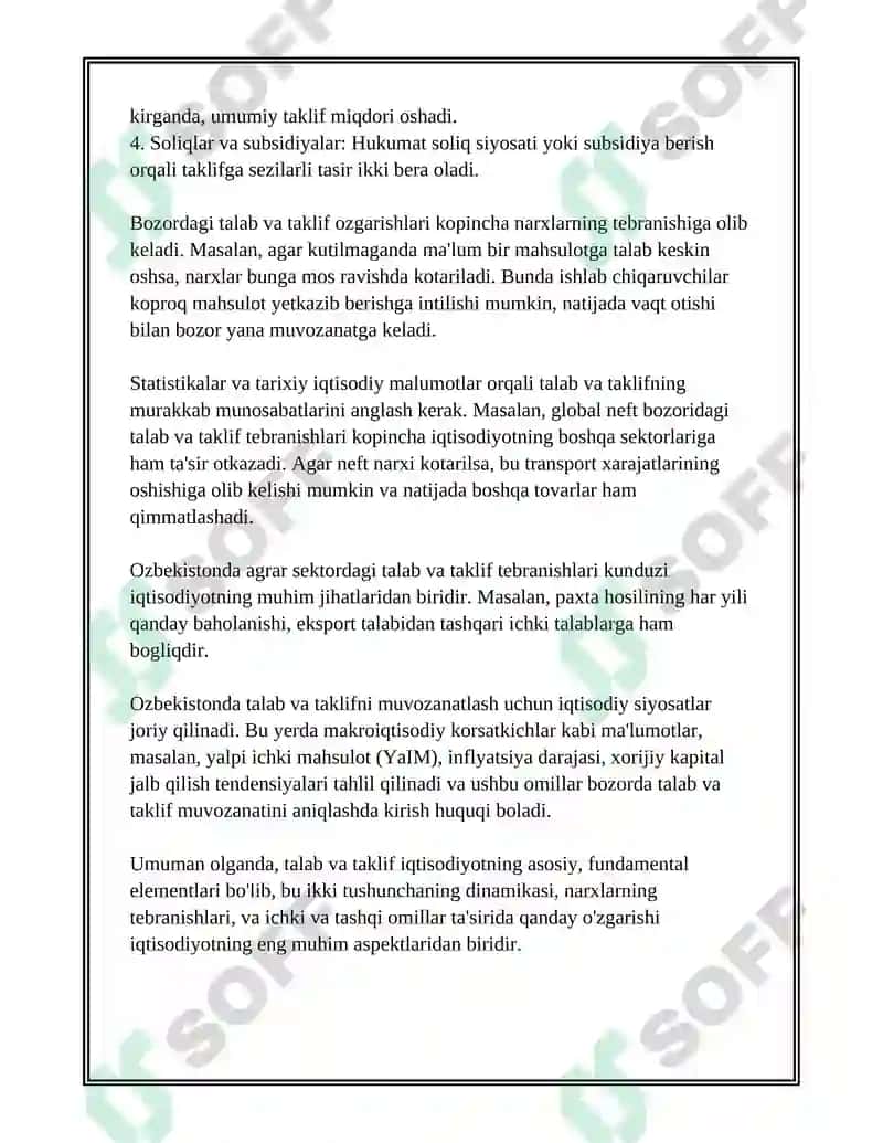 TALAB VA TAKLIFNING BOZOR MUOZANATIGA TA'SIRI 4
