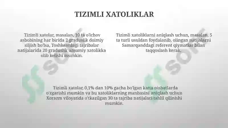 Olchash xatoliklarini tabaqalanishi va turlari 4