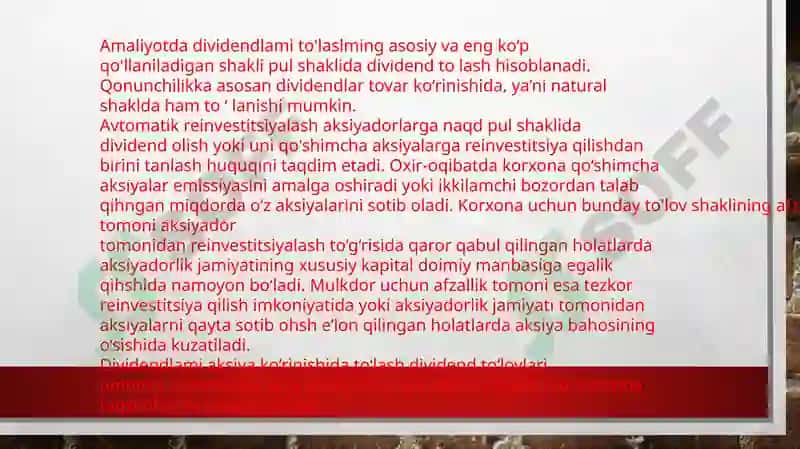 Dividend to‘lash jarayonidagi bosqichlar va to‘lov shakllari 4