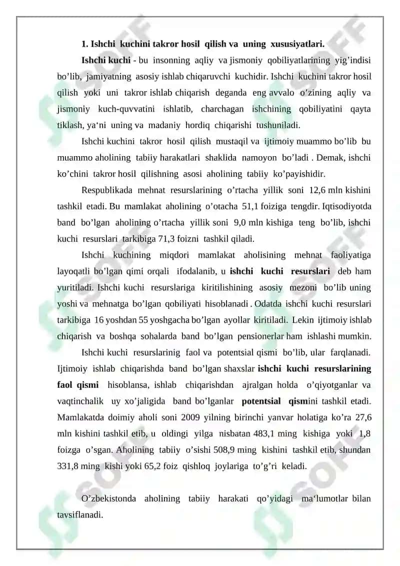 Ishchi kuchi uning bandligi va ishsizliki 4