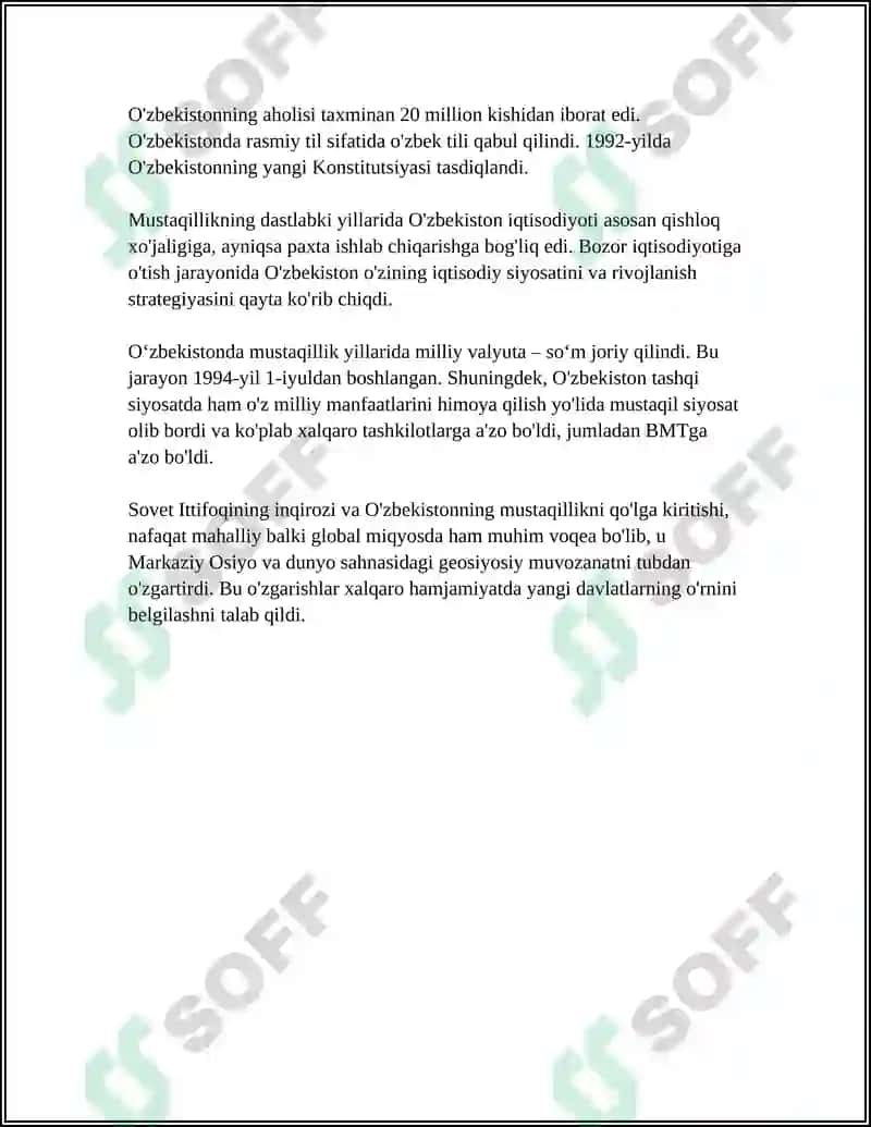 MUSTAQILLIKKA ERISHISH ARAFASIDA OʻZBEKISTONDAGI IJTIMOIY-SIYOSIY JARAYONLAR 4