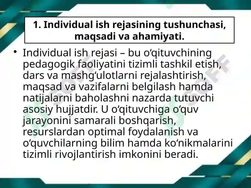 O'QITUVCHINI INDIVIDUAL ISH REJASINI TUZISH TARTIBI 4