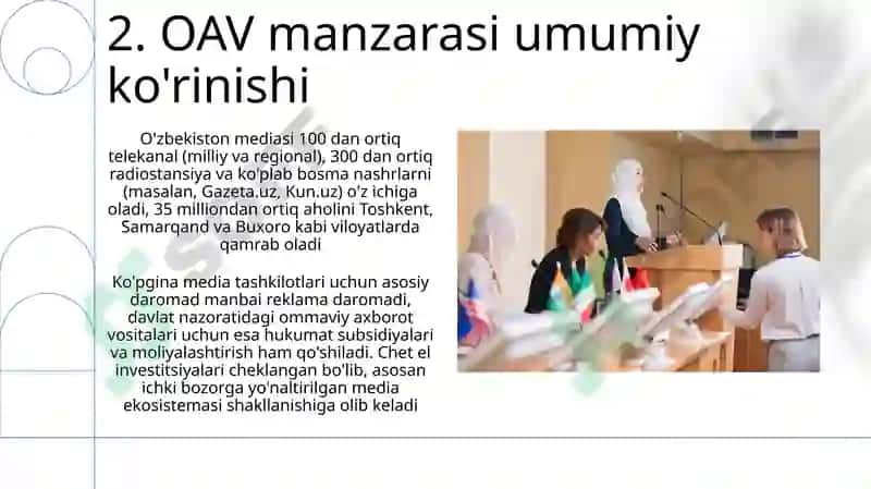 O'zbekiston Respublikasida ommaviy axborot vositalaring faoliyati 4