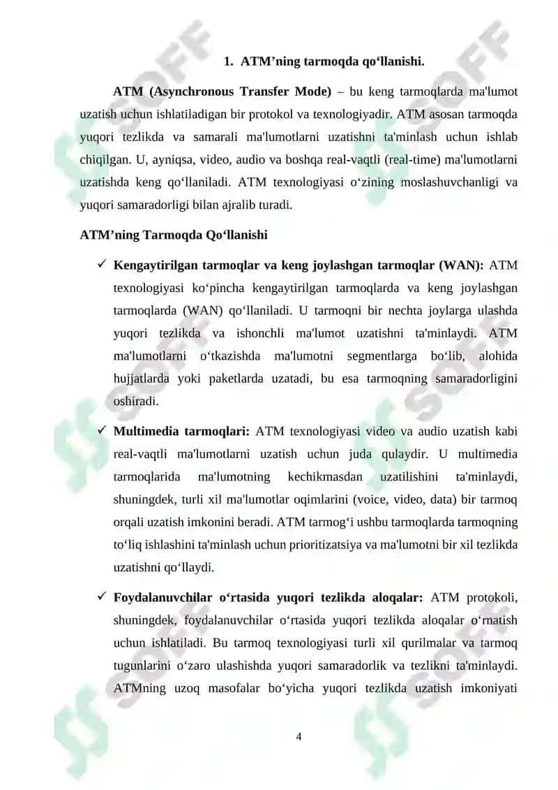 Kanal pog‘onasining protokollari (Frame Relay, ATM, Ethernet). Kommutatorning funksional modeli, turlari va MAC-jadvalning ishlash tamoyillari 4
