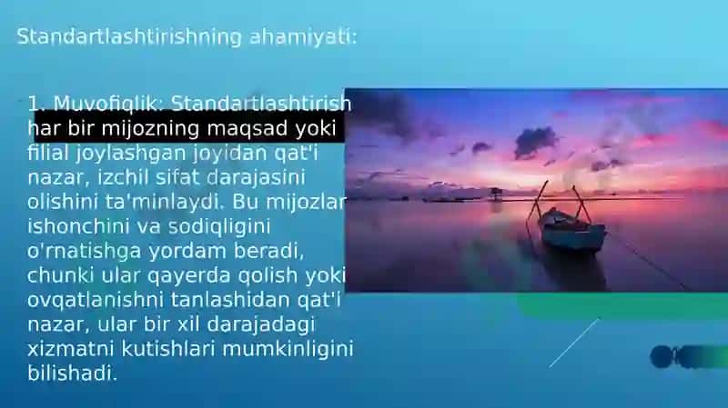 TURIZM VA MEHMONXONA KORXONALARIDA MAXSULOT VA XIZMATLARNI STANDARTLASHTIRISH 4