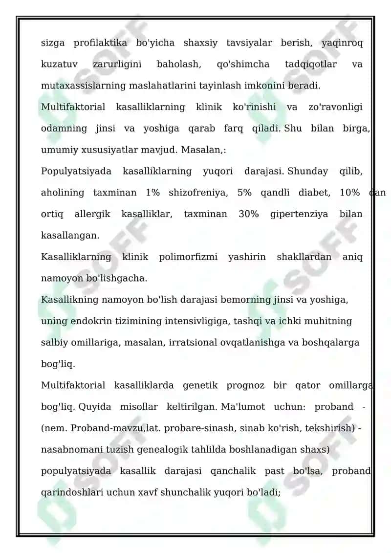MULTIFAKTORIAL KASALLIKLAR: DIFFERENSIAL DIAGNOSTIKASI, TEKSHIRUV, DAVOLASH 4