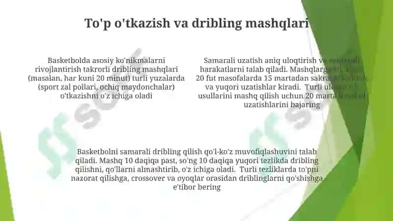 Basketbol topini his qilish va oddiy top uzatmalarini amalga oshirish 4