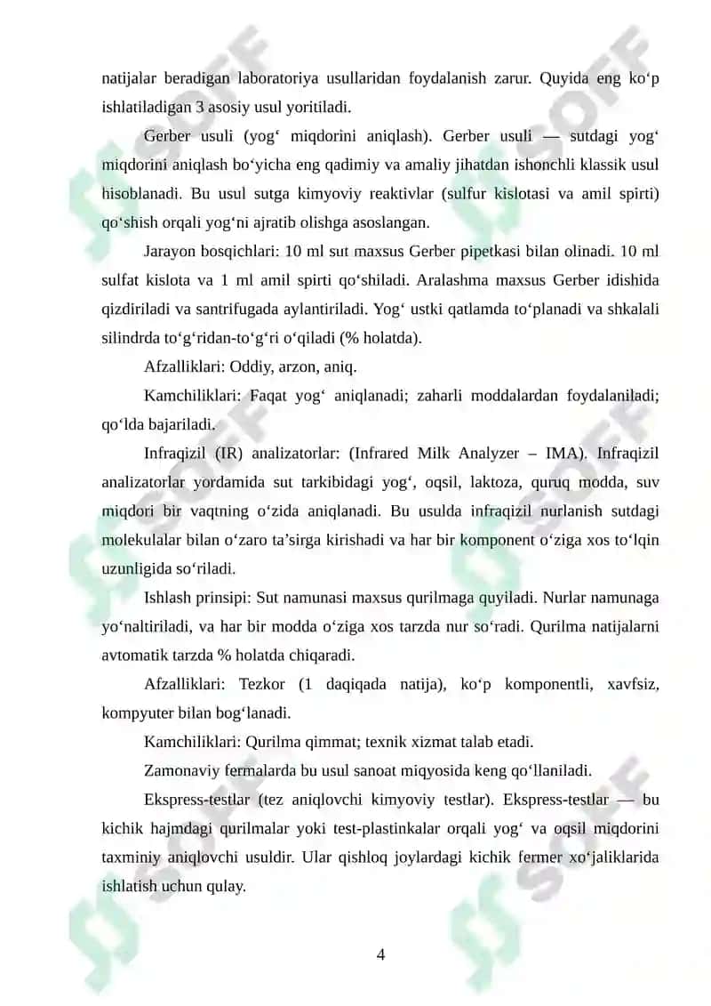 Sigirlarning sut mahsulotini, sutning yog'i va oqsilini hisobga olish va baholash 4
