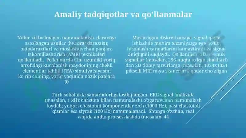 Uzluksiz signallarni diskretlash: Adaptiv diskretlash 4