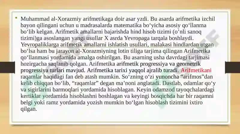 Muhammad Xorazmiy va uning arifmetika darsligi 4