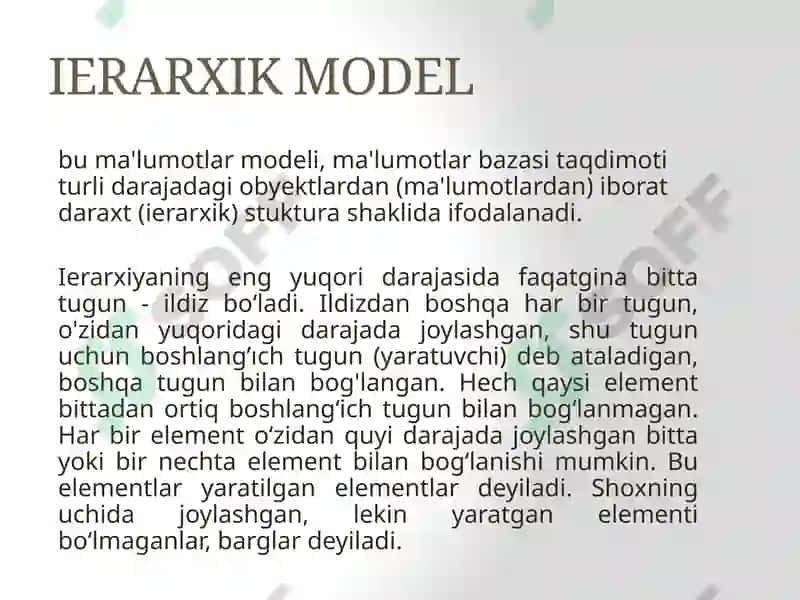 Ma’lumotlar modeli tushunchasi 4