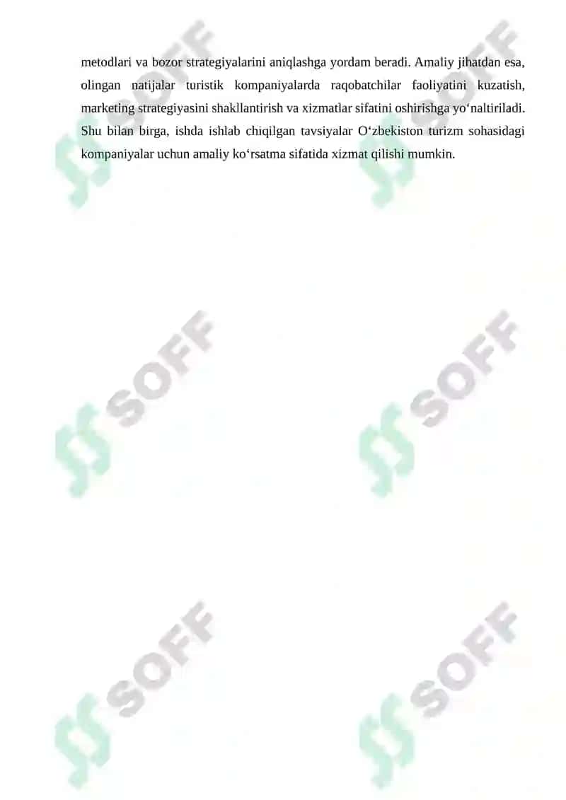TURISTIK MARKETINGDA RAQOBATCHILARNI TAHLIL QILISHNING AMALIY AHAMIYATI. 4