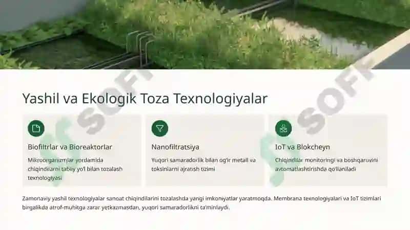 Ekologik Xavfsizlikni Taʼminlash Yoʻnalishlari: Sanoat Chiqindilarini Tozalash Texnologiyasi 4