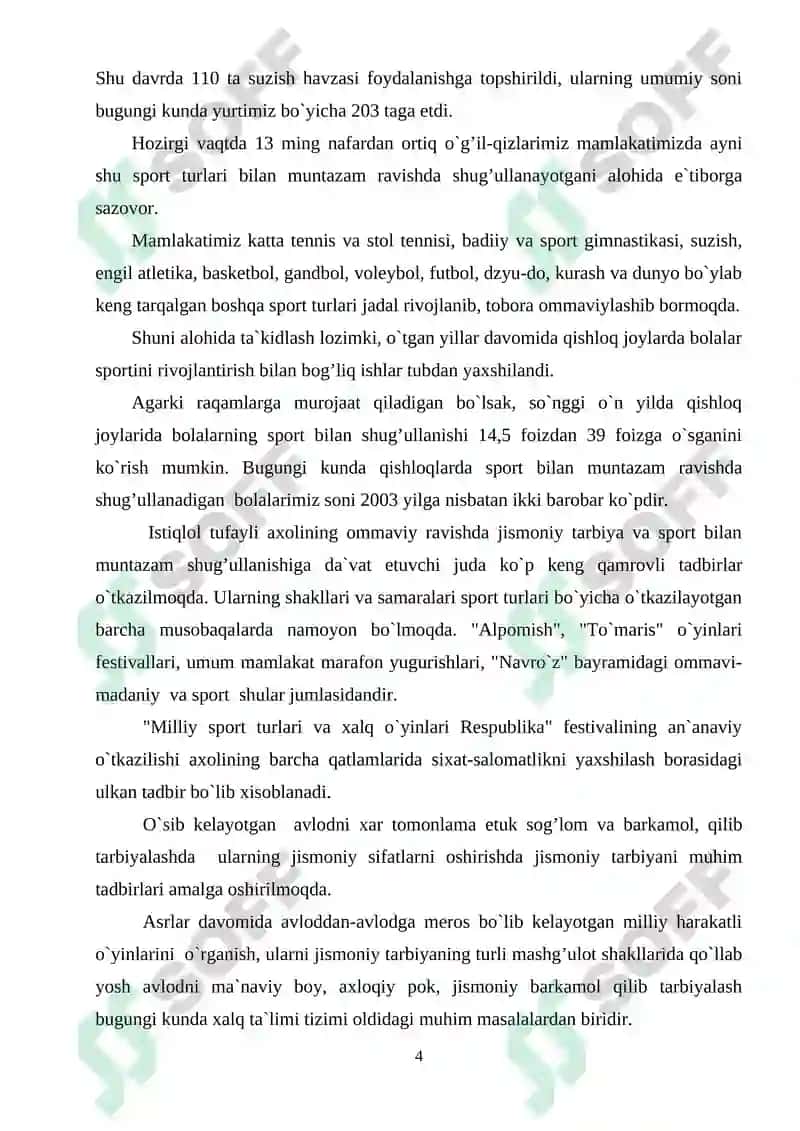 "5-8 sinf o’quvchilari jismoniy sifatlarini tarbiyalashda sport va harakatli o’yinlarning ahamiyati" 4