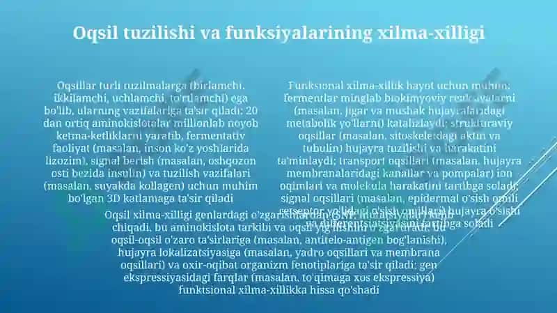 Oqsillarning koʻp shakilligi ahamiyati 4