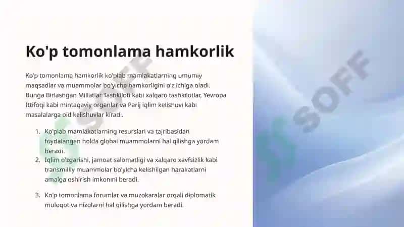Xalqaro hamkorlikning shakllari va yunalishlari 4