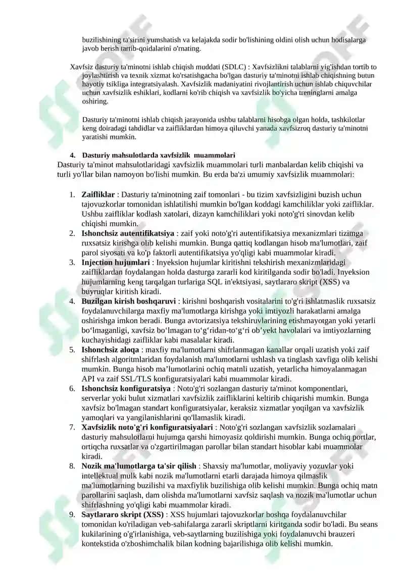 Dasturiy vositalar xavfsizligi 4