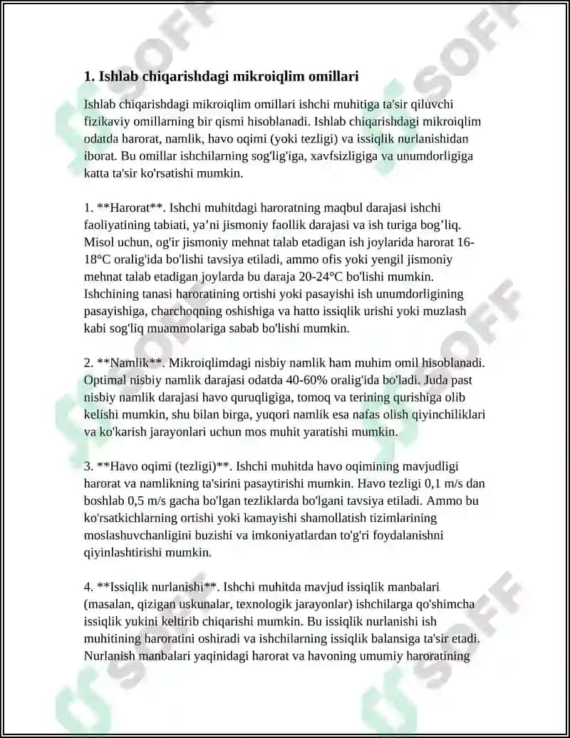 ISHLAB CHIQARISHDA MIKROIQLIM PARAMETRLARI YORITILGANLIK ISH FAOLIYATI 4