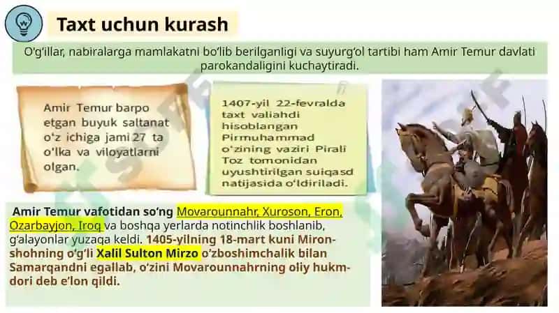 TEMURIYLAR DAVRIDA  MOVAROUNNAHR VA XUROSON 4