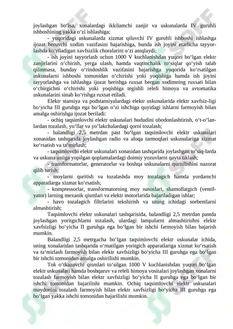 Elektr stansiya va podstansiyalarning elektr uskunalarida ish bajarishda Xavfsizlik nazorati 4