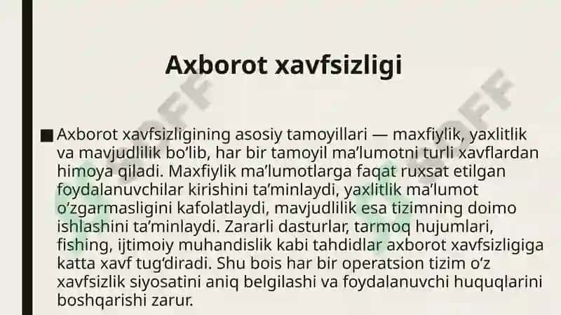 OPERATSION TIZIMLARNING XAVFSIZLIK SIYOSATI VA HUQUQLARI 4