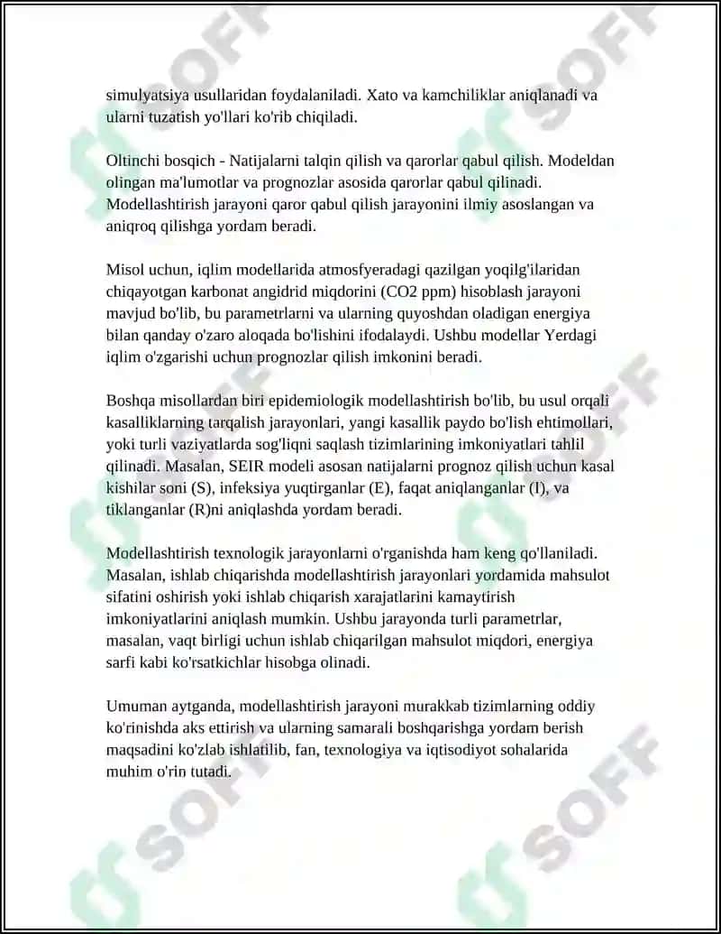 MODELLASHTIRISH NATIJALARINI OLISH VA TALQIN QILISH 4