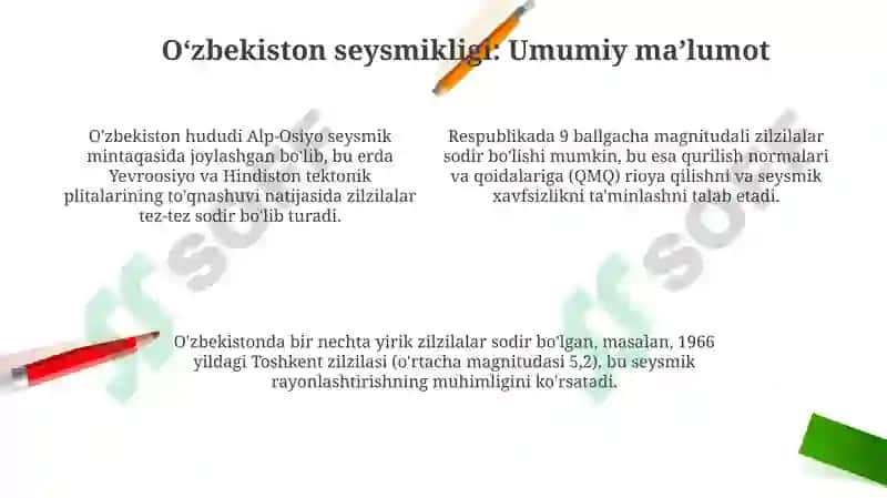 O'zbekiston seysmik rayonlashtirish xaritasi 4