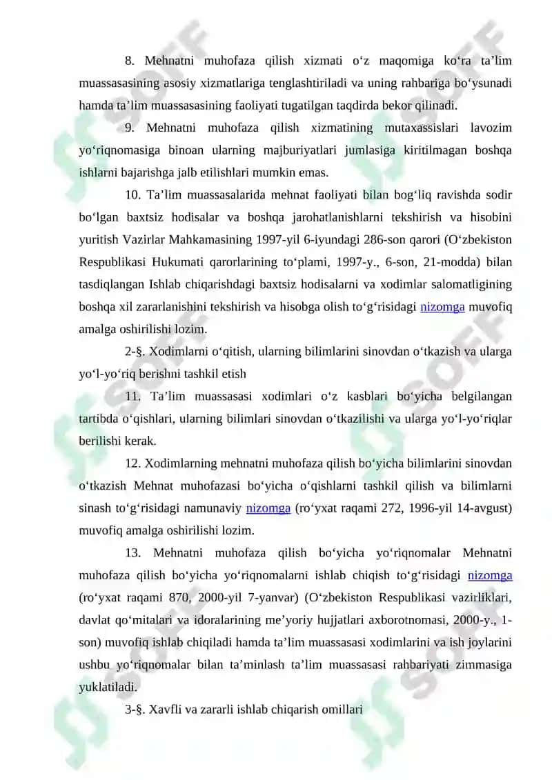 Ta’lim Muassasalarida Mehnatni Muhofaza Qilish Qoidalari 4