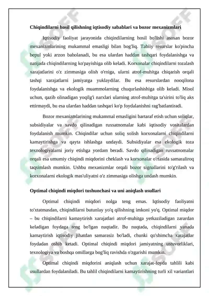 Atrof-muhitni muhofaza qilish siyosati va chiqindilarning optimal darajasini aniqlash 4