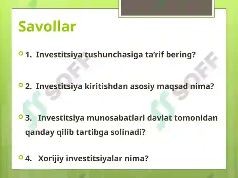 Xorijiy investitsiyalar va ularning O'zbekistonda jalb qilinishi 4