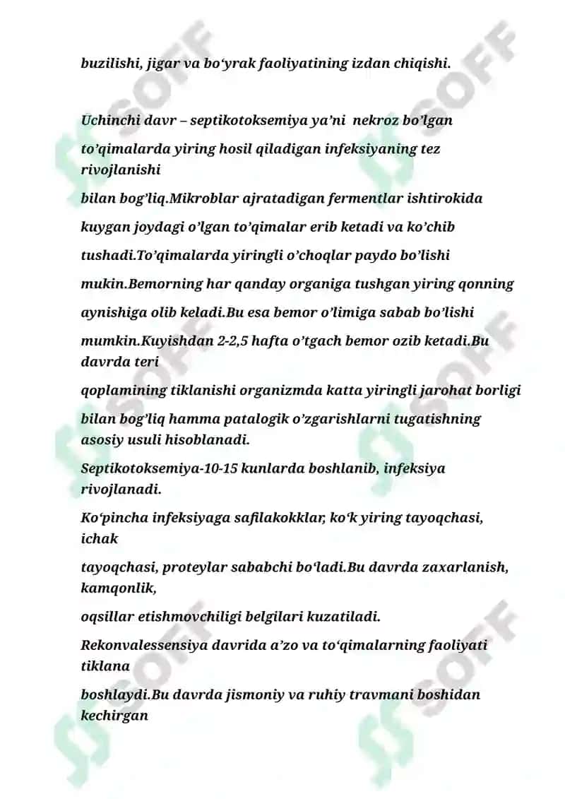 KUYISH KASALLIGI VA DARAJALARI.BEMORLARNING PARVARISHI 4