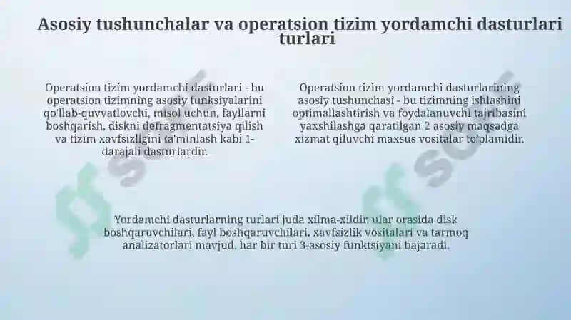 Operatsion tizimlarda yordamchi dasturlar va utilitlar 4