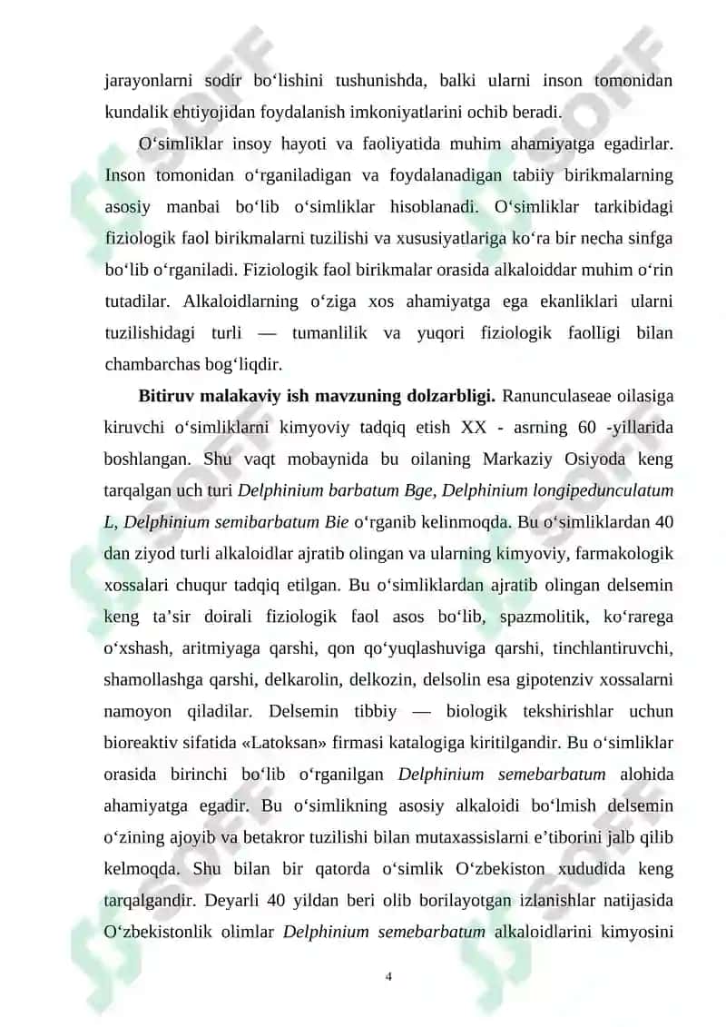 Delphinium semebarbatum o‘simligining kimyoviy tarkibi 4